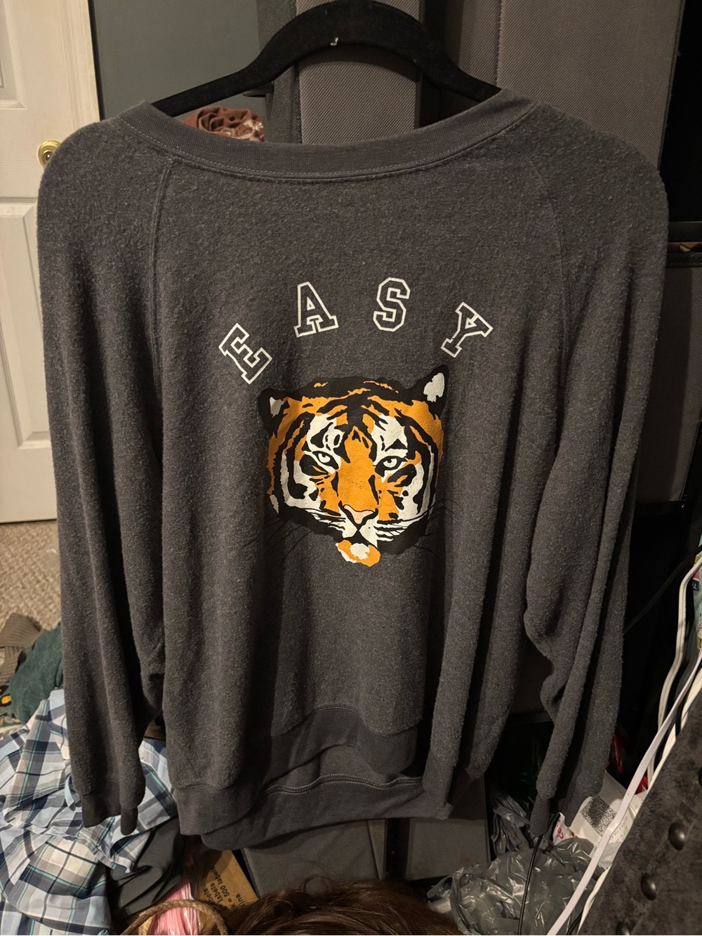 Wild fox  Charcoal Crewneck Sweater with Tiger Graphic Small
